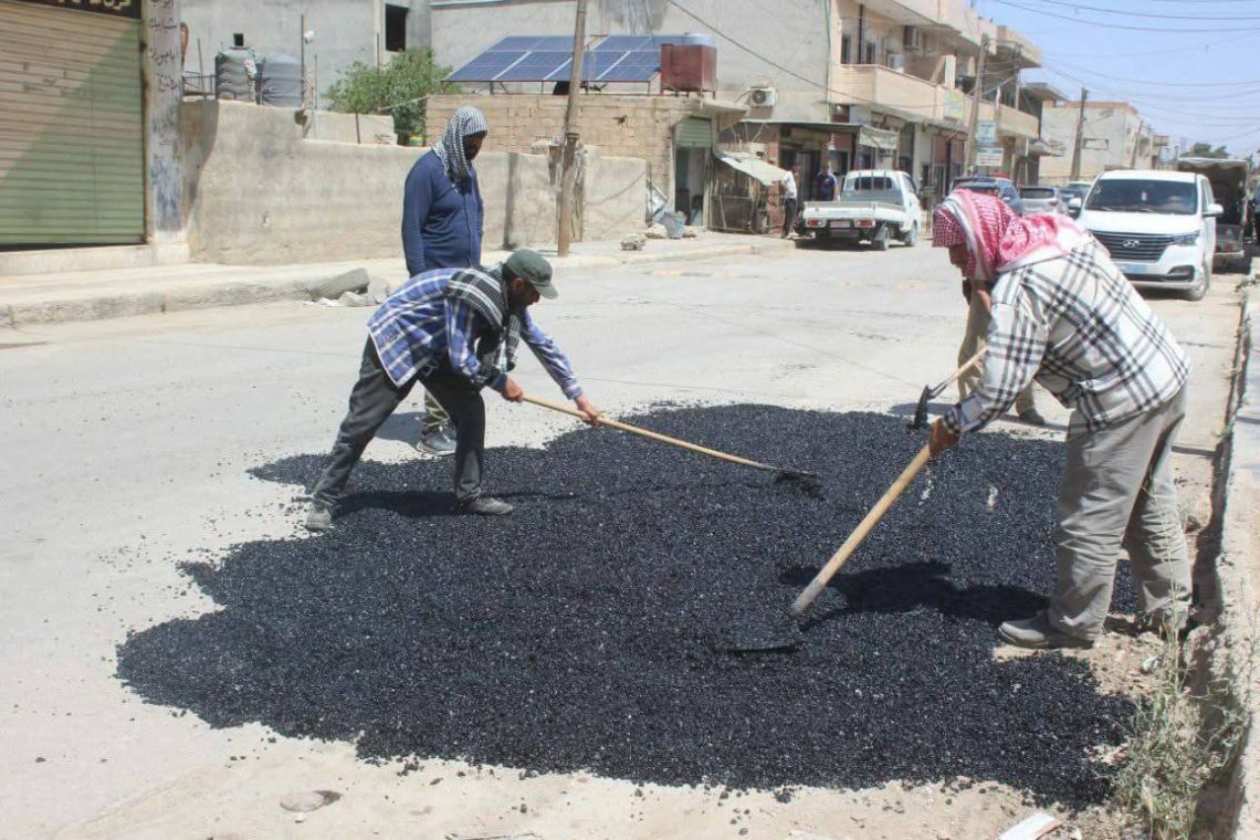 حملة لإصلاح الطرق في تل تمر